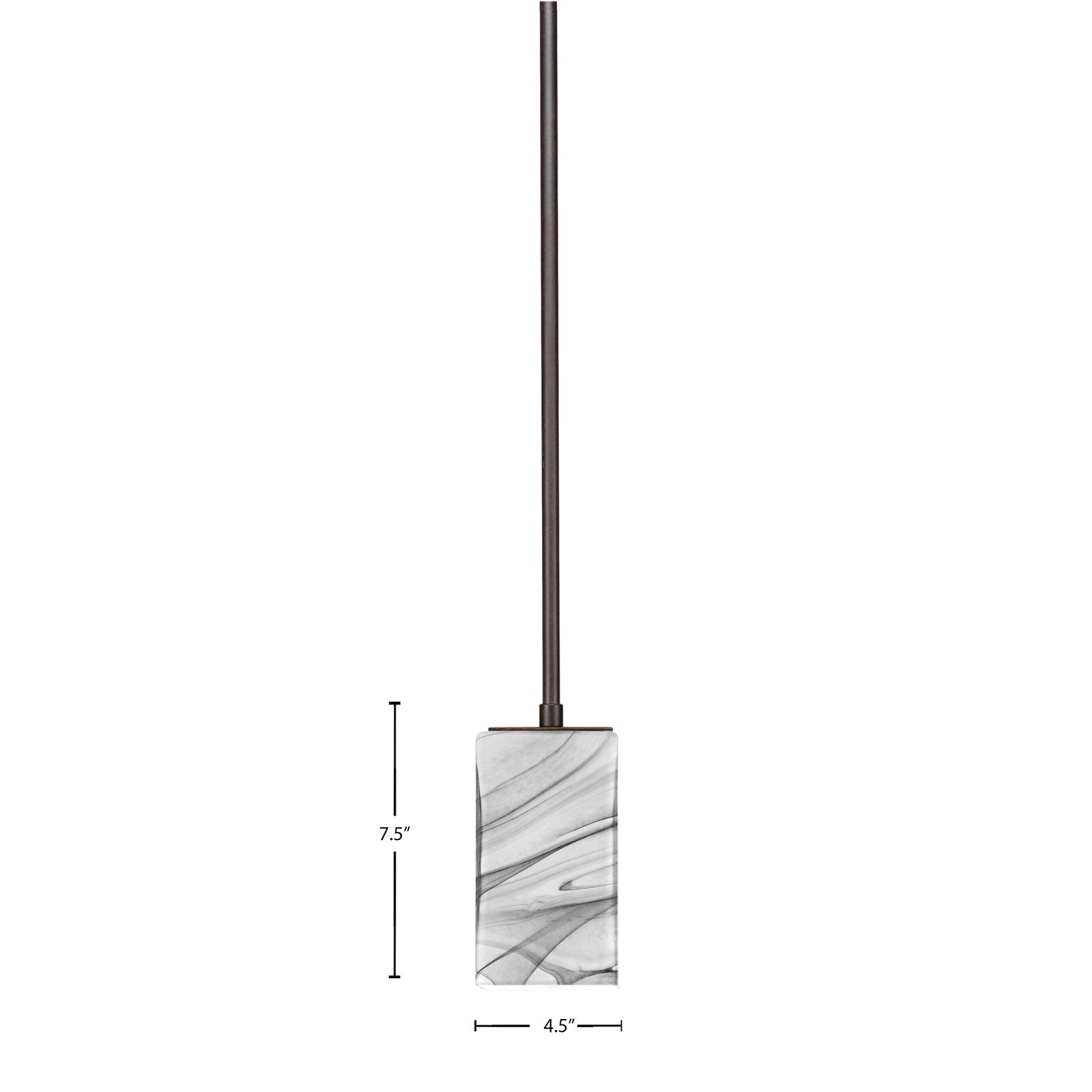 Toltec Apollo 4in 1-Light Pendant | Modern Dark Granite Steel and Onyx Swirl Glass | Kitchen Island & Dining Room | 4 x 7.25 in | Model 573-DG-549