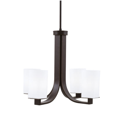 Toltec Apollo 21.5in 4-Light Uplight Chandelier | Dark Granite Steel and White Opal Glass | Dining Room & Living Room | 21.5 x 21.5 x 18.25 in | Model 574-DG-261