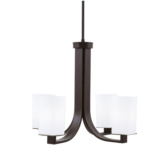 Toltec Apollo 21.5in 4-Light Uplight Chandelier | Dark Granite Steel and White Opal Glass | Dining Room & Living Room | 21.5 x 21.5 x 18.25 in | Model 574-DG-261
