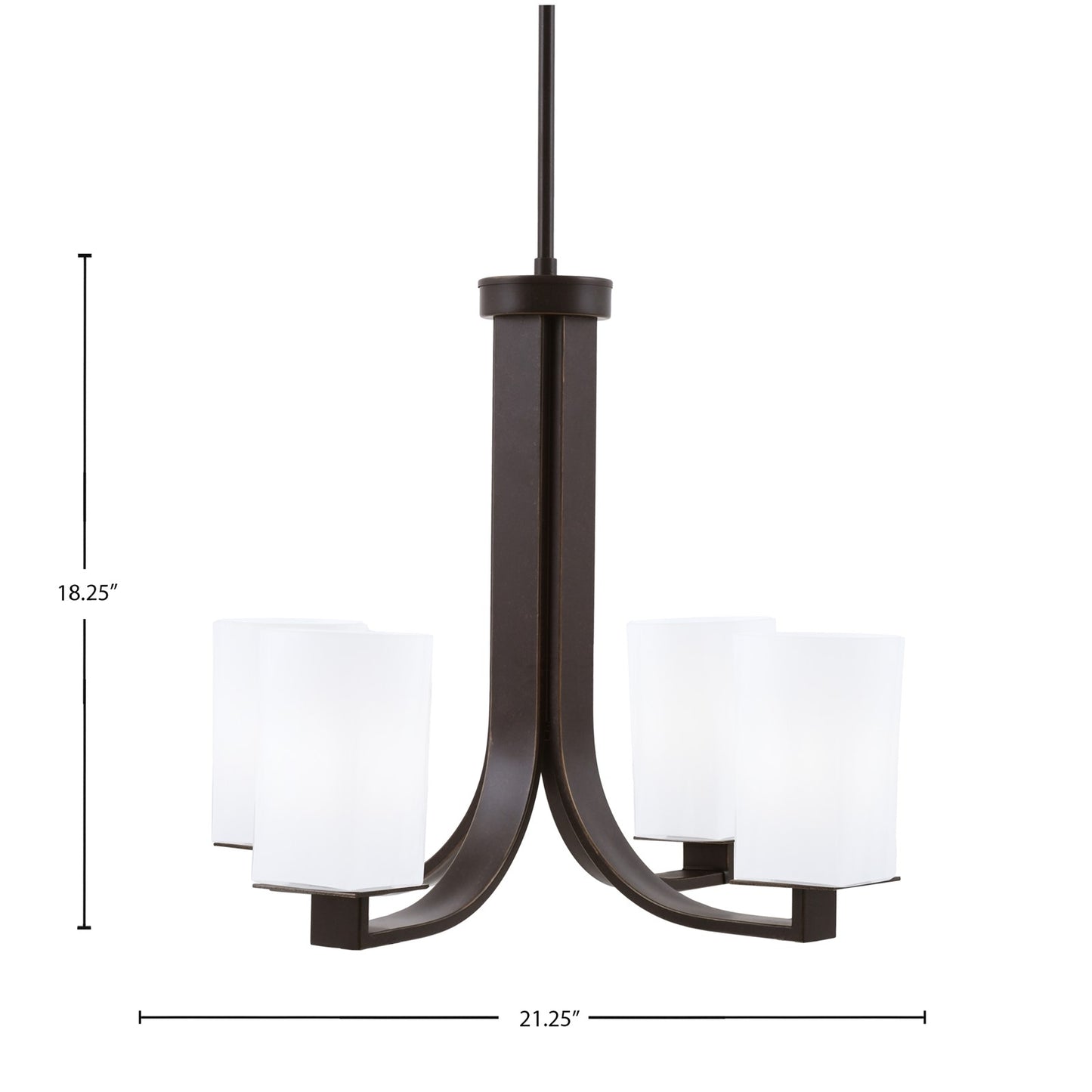 Toltec Apollo 21.5in 4-Light Uplight Chandelier | Dark Granite Steel and White Opal Glass | Dining Room & Living Room | 21.5 x 21.5 x 18.25 in | Model 574-DG-261
