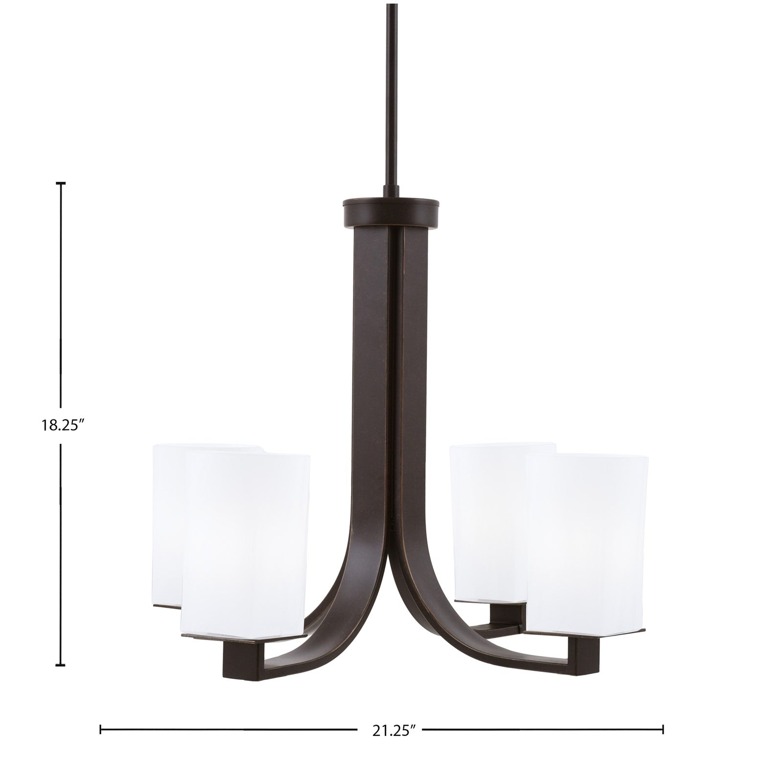 Toltec Apollo 21.5in 4-Light Uplight Chandelier | Dark Granite Steel and White Opal Glass | Dining Room & Living Room | 21.5 x 21.5 x 18.25 in | Model 574-DG-261