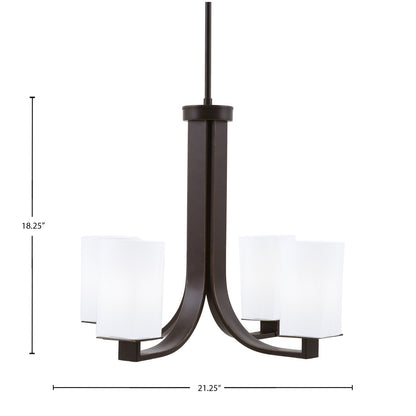 Toltec Apollo 21.5in 4-Light Uplight Chandelier | Dark Granite Steel and White Opal Glass | Dining Room & Living Room | 21.5 x 21.5 x 18.25 in | Model 574-DG-261