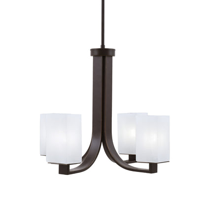 Toltec Apollo 21.25in 4-Light Uplight Chandelier | Dark Granite Steel and White Marble Glass | Dining Room & Living Room | 21.25 x 21.25 x 18.25 in | Model 574-DG-541