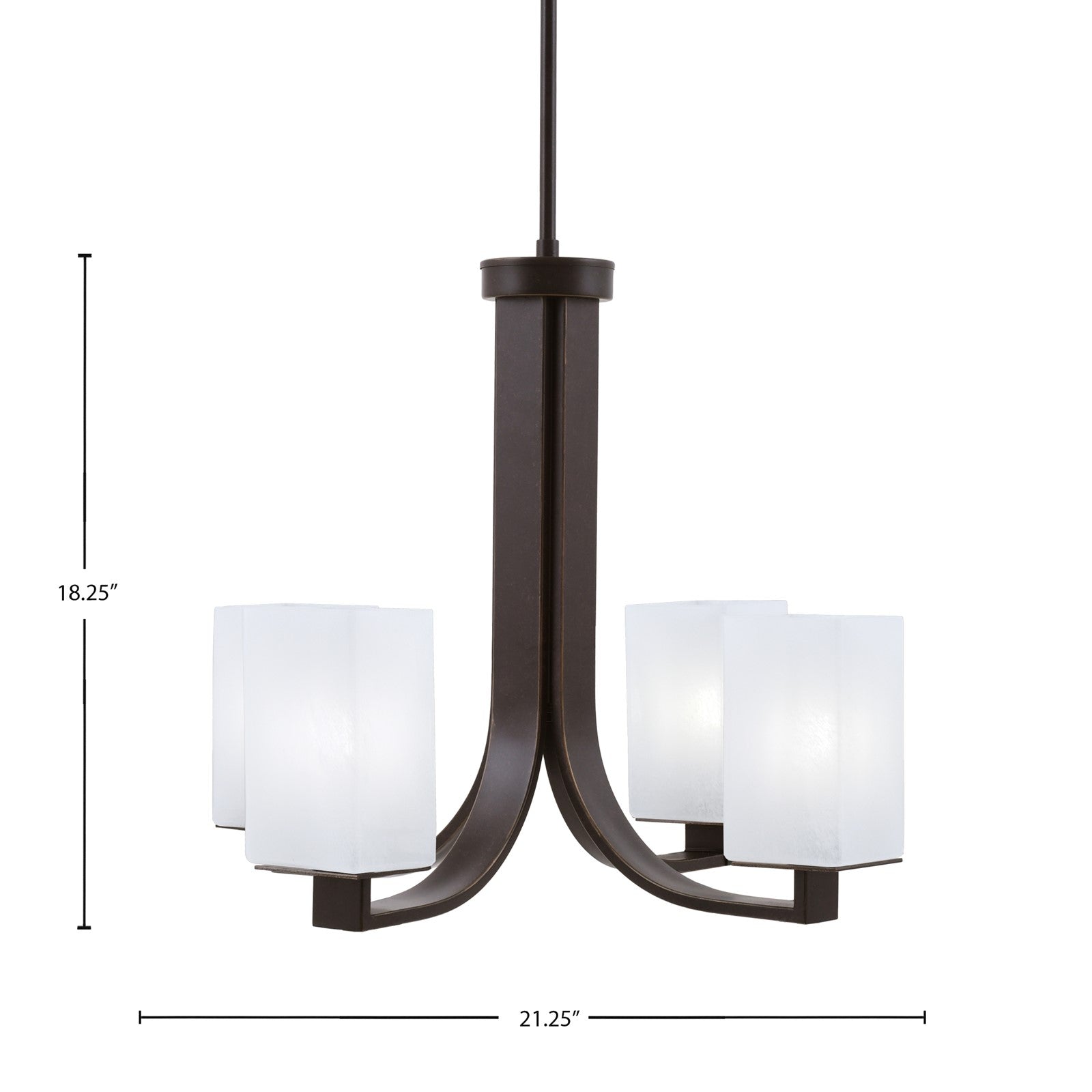 Toltec Apollo 21.25in 4-Light Uplight Chandelier | Dark Granite Steel and White Marble Glass | Dining Room & Living Room | 21.25 x 21.25 x 18.25 in | Model 574-DG-541