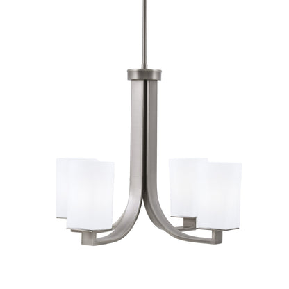 Toltec Apollo 21.5in 4-Light Uplight Chandelier | Modern Graphite Steel and White Opal Glass | Dining Room & Living Room | 21.5 x 21.5 x 18.25 in | Model 574-GP-261