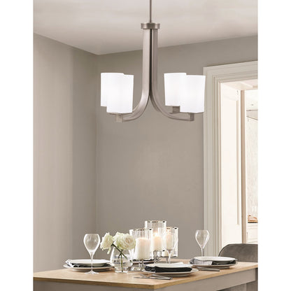 Toltec Apollo 21.5in 4-Light Uplight Chandelier | Modern Graphite Steel and White Opal Glass | Dining Room & Living Room | 21.5 x 21.5 x 18.25 in | Model 574-GP-261