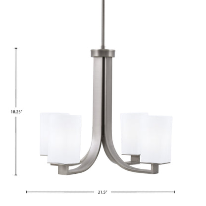 Toltec Apollo 21.5in 4-Light Uplight Chandelier | Modern Graphite Steel and White Opal Glass | Dining Room & Living Room | 21.5 x 21.5 x 18.25 in | Model 574-GP-261