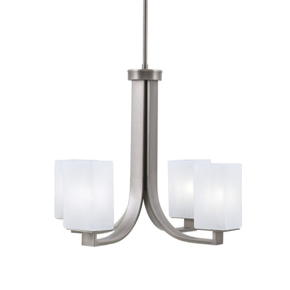 Toltec Apollo 21.25in 4-Light Uplight Chandelier | Modern Graphite Steel and White Marble Glass | Dining Room & Living Room | 21.25 x 21.25 x 18.25 in | Model 574-GP-541