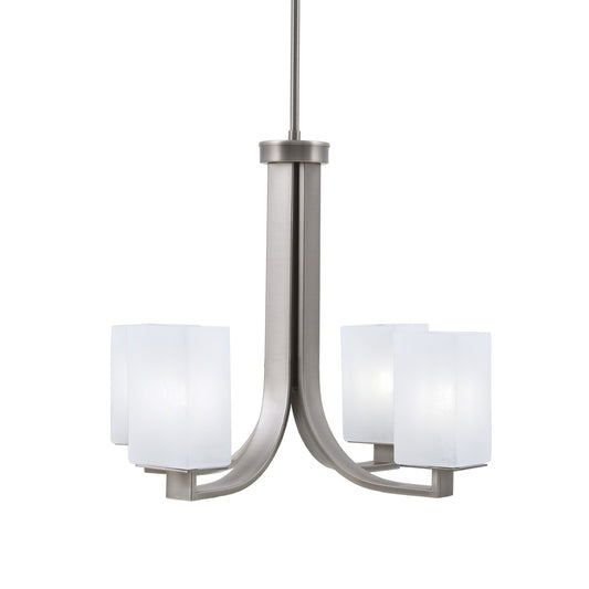 Toltec Apollo 21.25in 4-Light Uplight Chandelier | Modern Graphite Steel and White Marble Glass | Dining Room & Living Room | 21.25 x 21.25 x 18.25 in | Model 574-GP-541
