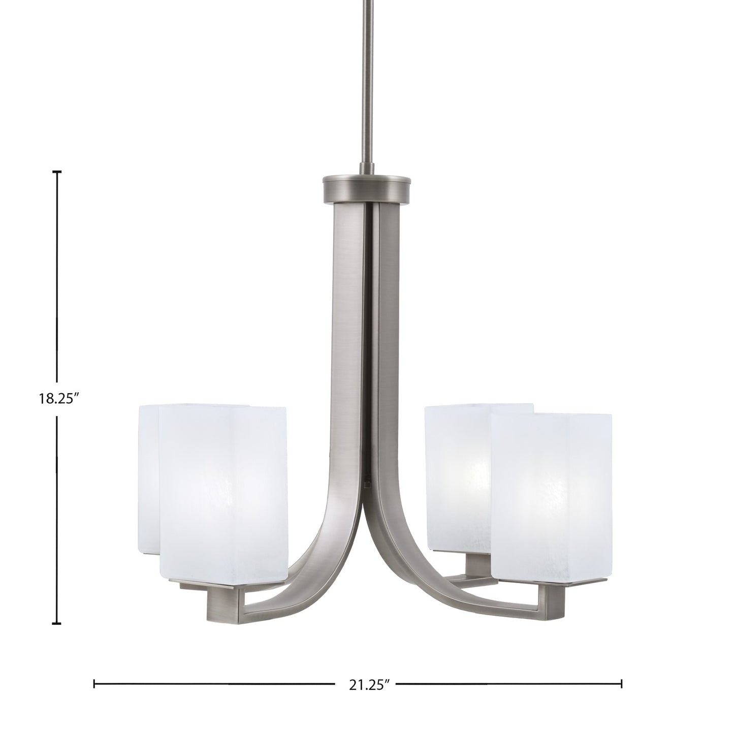 Toltec Apollo 21.25in 4-Light Uplight Chandelier | Modern Graphite Steel and White Marble Glass | Dining Room & Living Room | 21.25 x 21.25 x 18.25 in | Model 574-GP-541