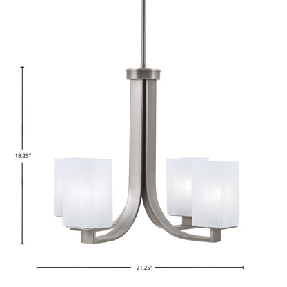 Toltec Apollo 21.25in 4-Light Uplight Chandelier | Modern Graphite Steel and White Marble Glass | Dining Room & Living Room | 21.25 x 21.25 x 18.25 in | Model 574-GP-541