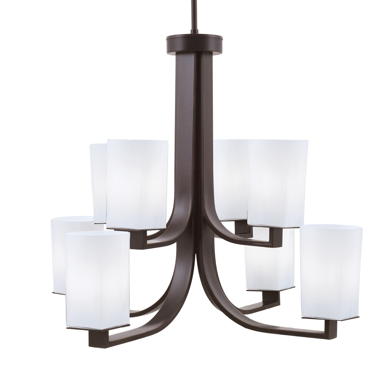 Toltec Apollo 27.5in 8-Light Chandelier | Dark Granite Steel and White Opal Glass | Dining Room & Living Room | 27.5 x 27.5 x 22.75 in | Model 578-DG-261