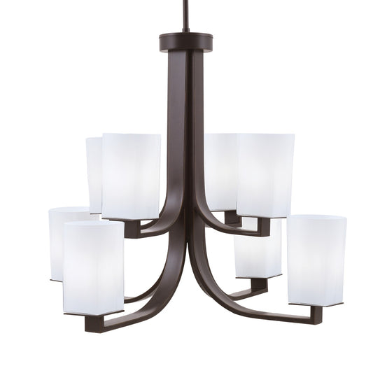 Toltec Apollo 27.5in 8-Light Chandelier | Dark Granite Steel and White Opal Glass | Dining Room & Living Room | 27.5 x 27.5 x 22.75 in | Model 578-DG-261