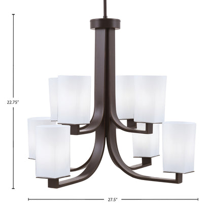 Toltec Apollo 27.5in 8-Light Chandelier | Dark Granite Steel and White Opal Glass | Dining Room & Living Room | 27.5 x 27.5 x 22.75 in | Model 578-DG-261