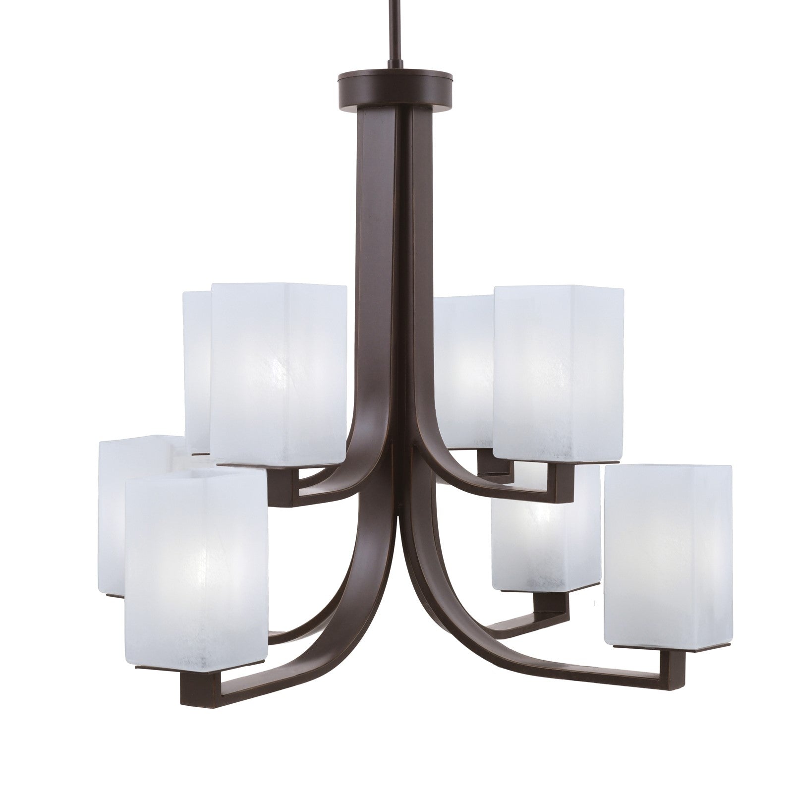 Toltec Apollo 26.5in 8-Light Chandelier | Dark Granite Steel and White Marble Glass | Dining Room & Living Room | 26.5 x 26.5 x 22.75 in | Model 578-DG-541
