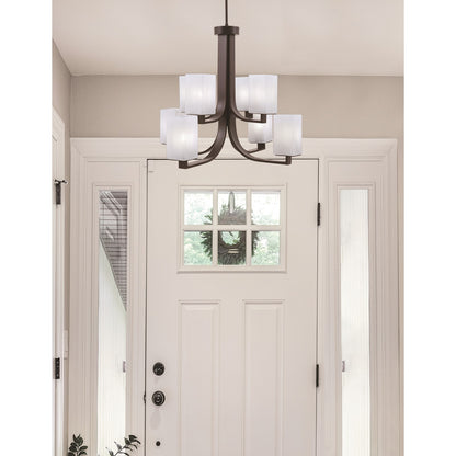 Toltec Apollo 26.5in 8-Light Chandelier | Dark Granite Steel and White Marble Glass | Dining Room & Living Room | 26.5 x 26.5 x 22.75 in | Model 578-DG-541