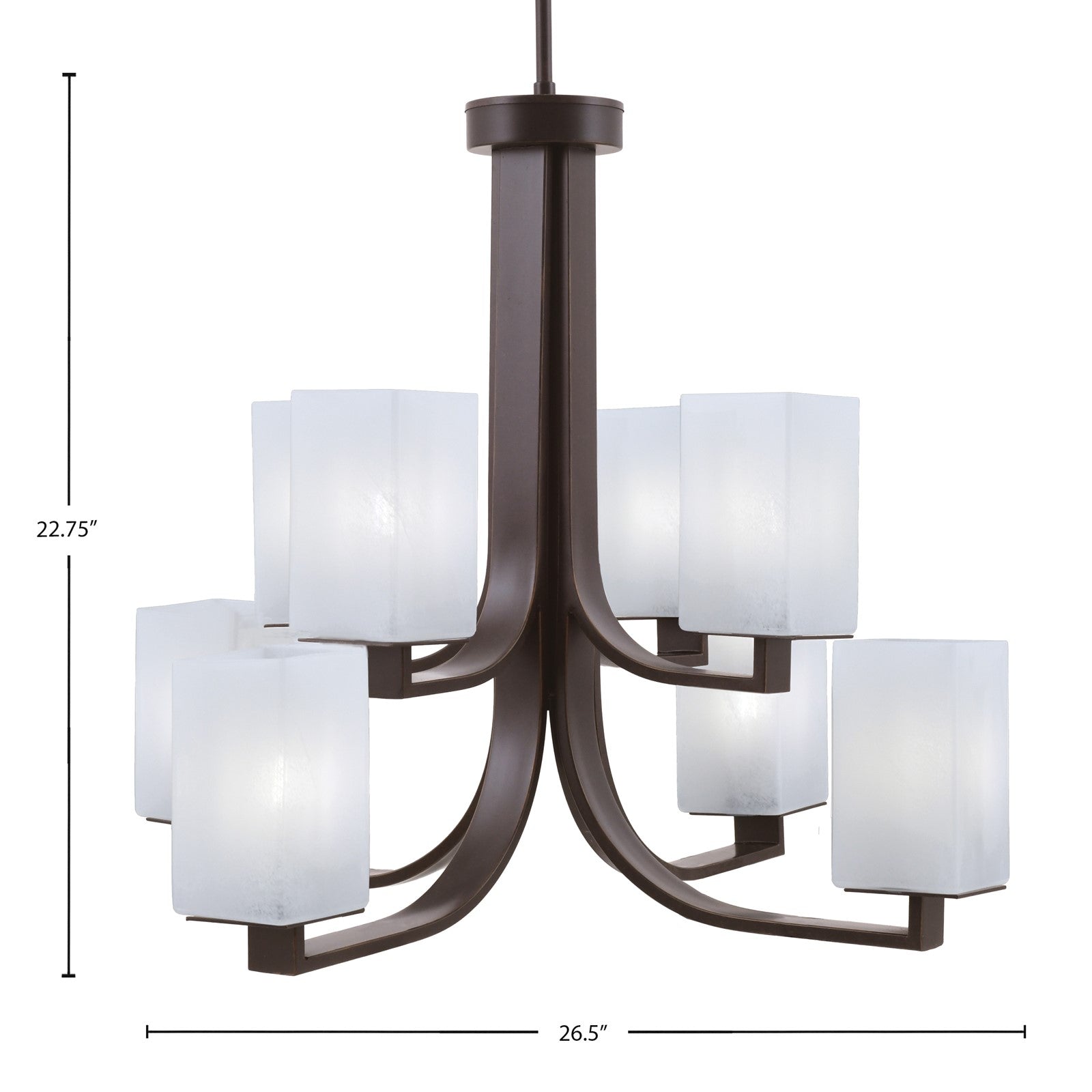 Toltec Apollo 26.5in 8-Light Chandelier | Dark Granite Steel and White Marble Glass | Dining Room & Living Room | 26.5 x 26.5 x 22.75 in | Model 578-DG-541