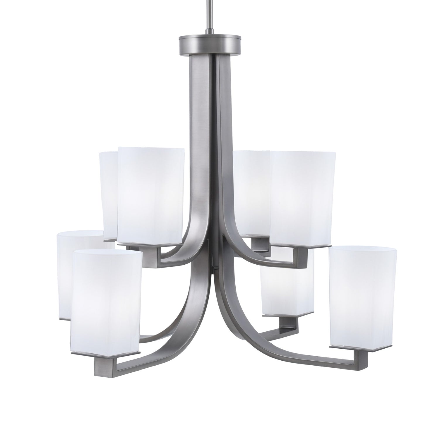 Toltec Apollo 27.5in 8-Light Uplight Chandelier | Graphite Steel and White Opal Glass | Dining Room & Living Room | 27.5 x 27.5 x 22.75 in | Model 578-GP-261