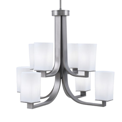 Toltec Apollo 27.5in 8-Light Uplight Chandelier | Graphite Steel and White Opal Glass | Dining Room & Living Room | 27.5 x 27.5 x 22.75 in | Model 578-GP-261