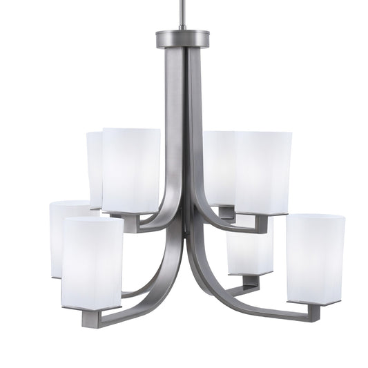 Toltec Apollo 27.5in 8-Light Uplight Chandelier | Graphite Steel and White Opal Glass | Dining Room & Living Room | 27.5 x 27.5 x 22.75 in | Model 578-GP-261