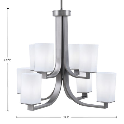 Toltec Apollo 27.5in 8-Light Uplight Chandelier | Graphite Steel and White Opal Glass | Dining Room & Living Room | 27.5 x 27.5 x 22.75 in | Model 578-GP-261