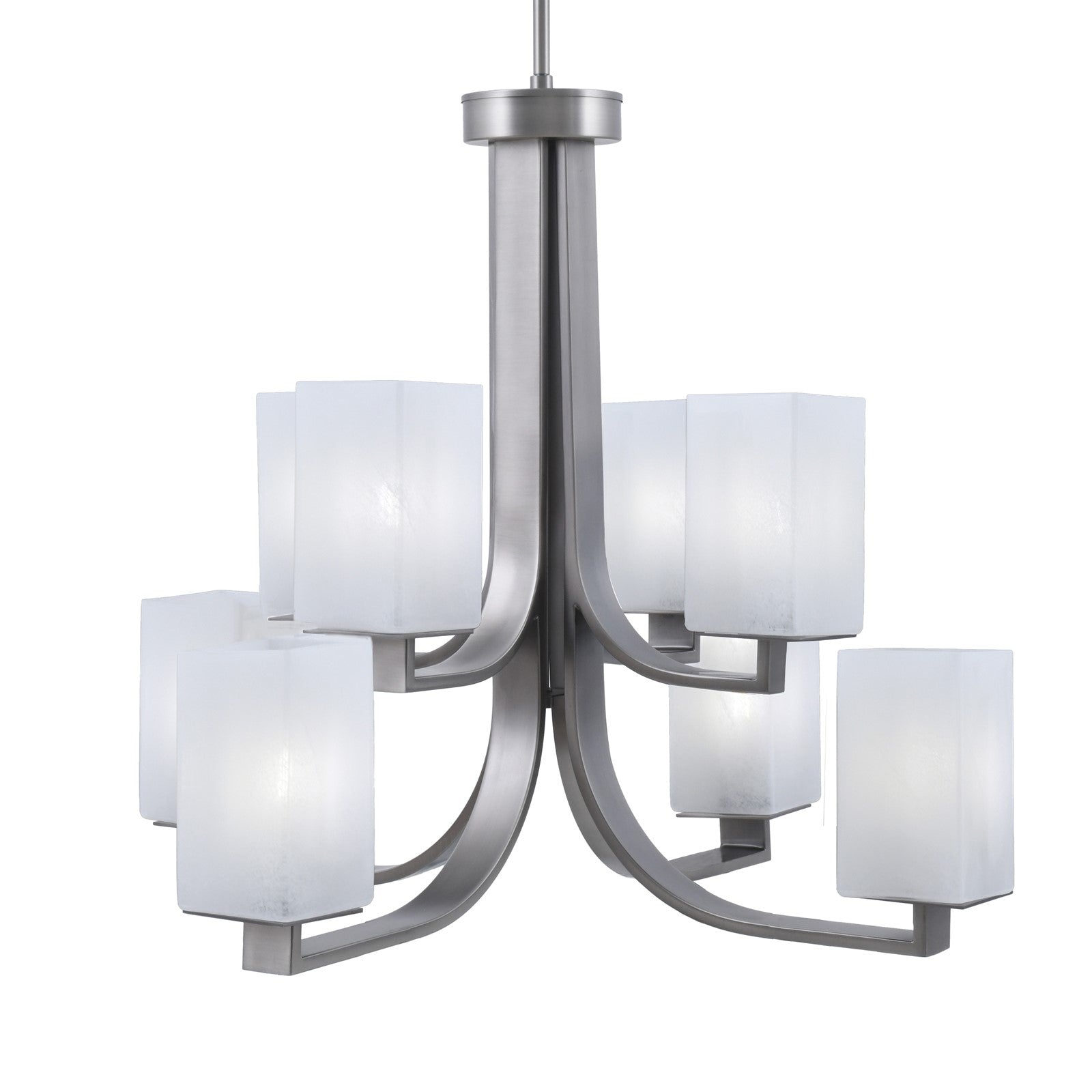 Toltec Apollo 26.5in 8-Light Chandelier | Graphite Steel and White Marble Glass | Dining Room & Living Room | 26.5 x 26.5 x 22.75 in | Model 578-GP-541