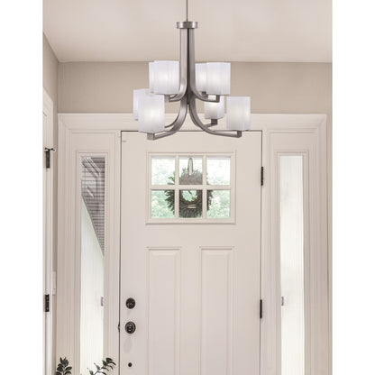 Toltec Apollo 26.5in 8-Light Chandelier | Graphite Steel and White Marble Glass | Dining Room & Living Room | 26.5 x 26.5 x 22.75 in | Model 578-GP-541