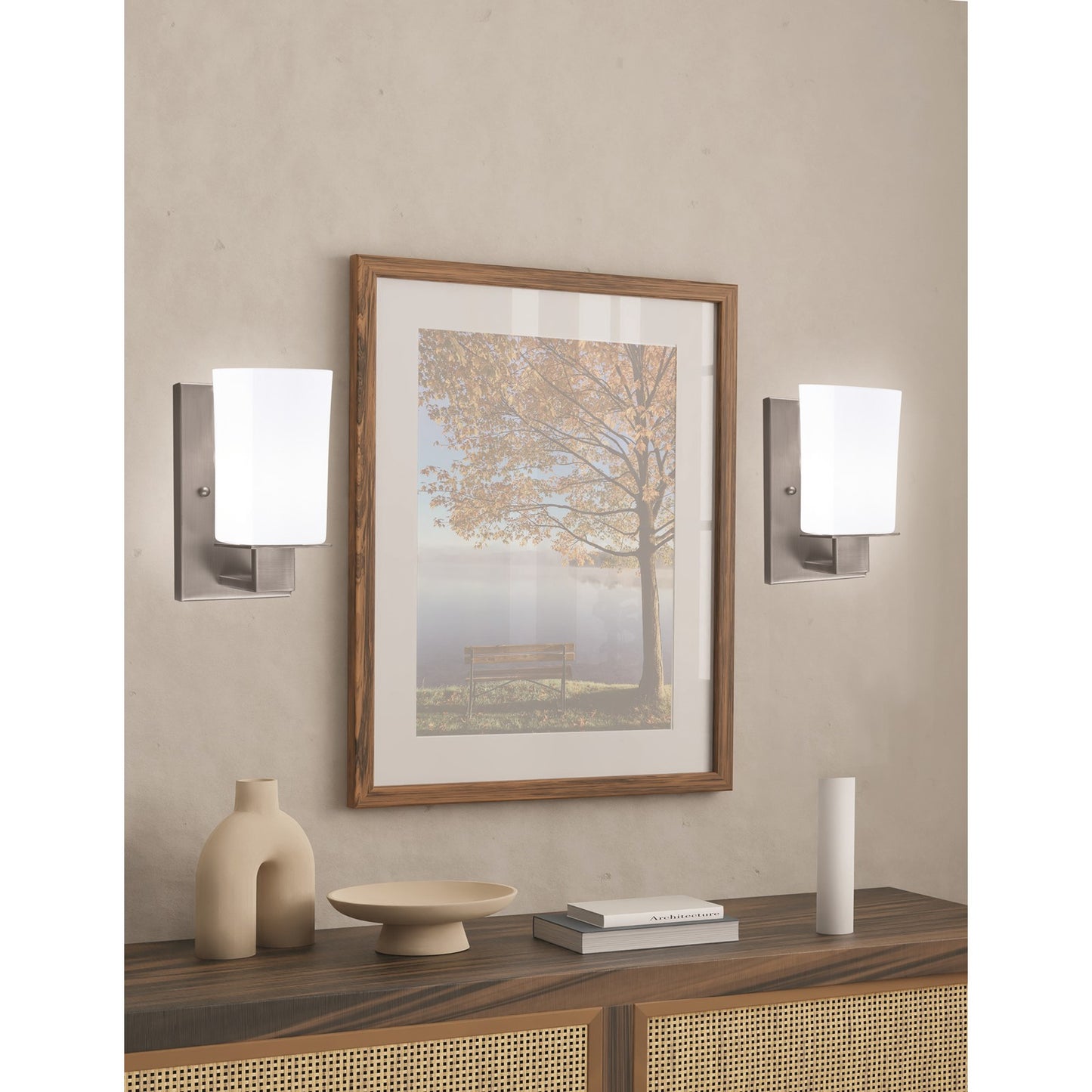 Toltec Apollo 1-Light Wall Sconce | Modern Graphite Steel and White Opal Glass | Hallway & Bathroom Accent | 4.5 x 8.75 x 5.5 in | Model 581-GP-261