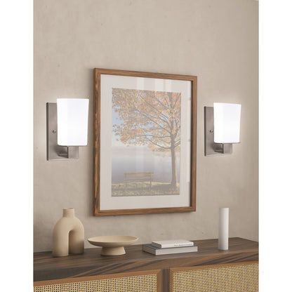 Toltec Apollo 1-Light Wall Sconce | Modern Graphite Steel and White Opal Glass | Hallway & Bathroom Accent | 4.5 x 8.75 x 5.5 in | Model 581-GP-261