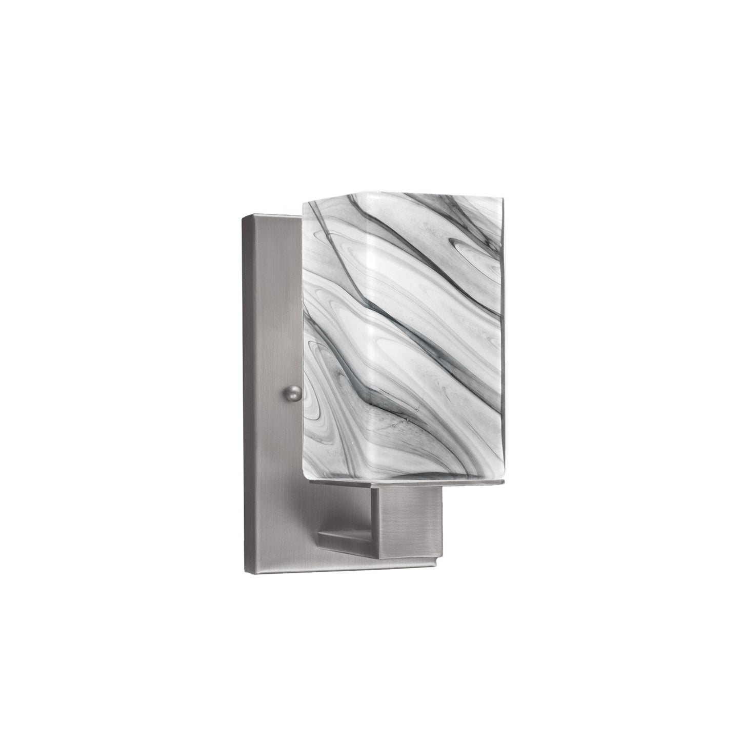 Toltec Apollo 1-Light Wall Sconce | Modern Graphite Steel and Onyx Swirl Glass | Hallway & Bathroom Accent | 4.5 x 8.75 x 5.25 in | Model 581-GP-549