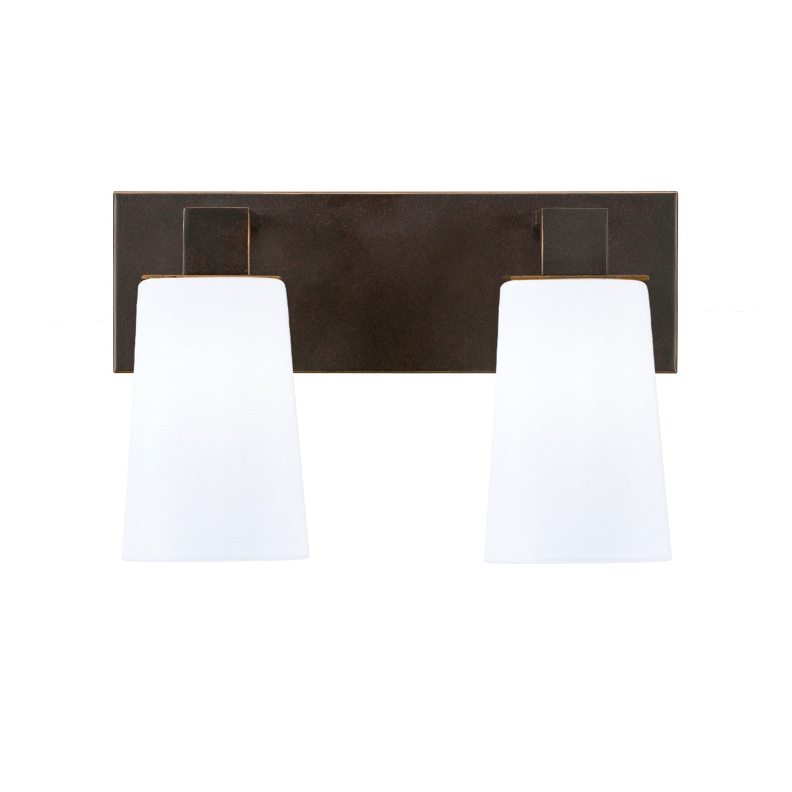 Toltec Apollo 2-Light Bath Bar | Dark Granite Steel and White Opal Glass | Bathroom Vanity & Powder Room | 8.75 in H | Model 582-DG-261