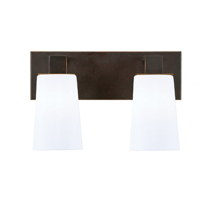 Toltec Apollo 2-Light Bath Bar | Dark Granite Steel and White Opal Glass | Bathroom Vanity & Powder Room | 8.75 in H | Model 582-DG-261