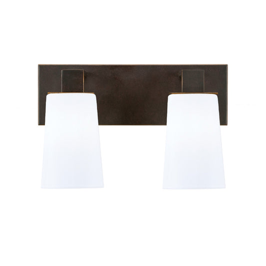 Toltec Apollo 2-Light Bath Bar | Dark Granite Steel and White Opal Glass | Bathroom Vanity & Powder Room | 8.75 in H | Model 582-DG-261