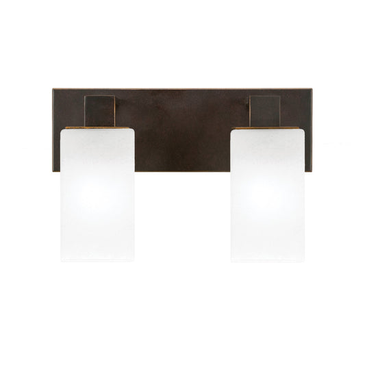 Toltec Apollo 2-Light Bath Bar | Dark Granite Steel and White Marble Glass | Bathroom Vanity & Powder Room | 8.75 in H | Model 582-DG-541