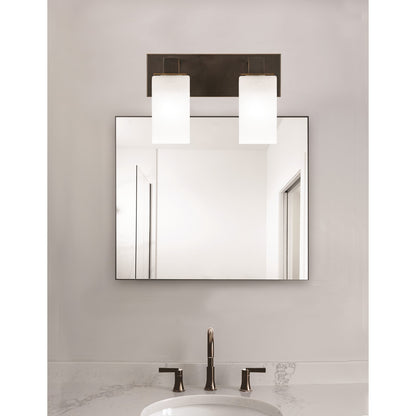 Toltec Apollo 2-Light Bath Bar | Dark Granite Steel and White Marble Glass | Bathroom Vanity & Powder Room | 8.75 in H | Model 582-DG-541