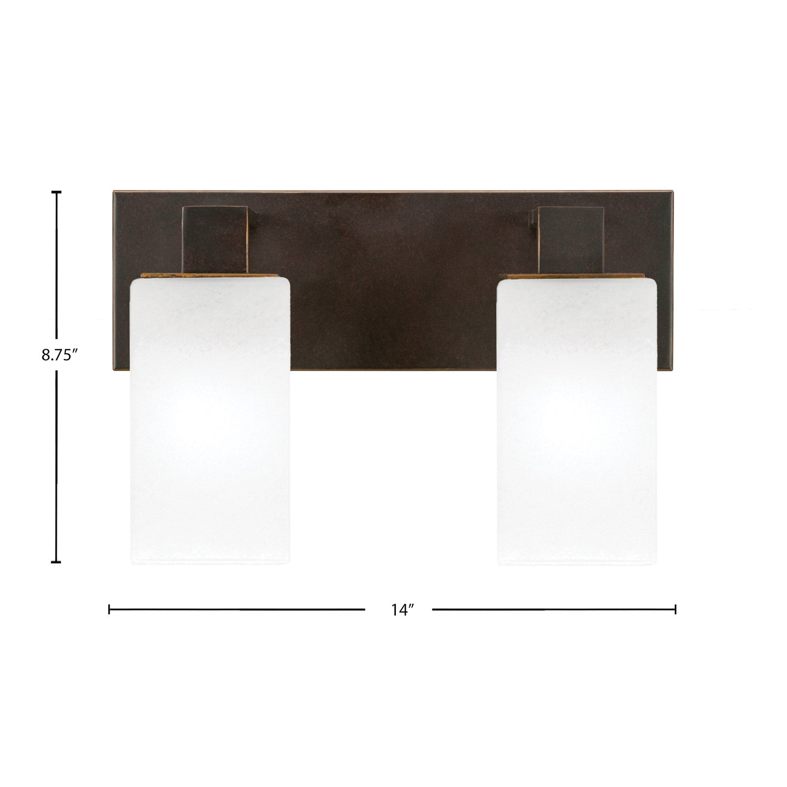 Toltec Apollo 2-Light Bath Bar | Dark Granite Steel and White Marble Glass | Bathroom Vanity & Powder Room | 8.75 in H | Model 582-DG-541