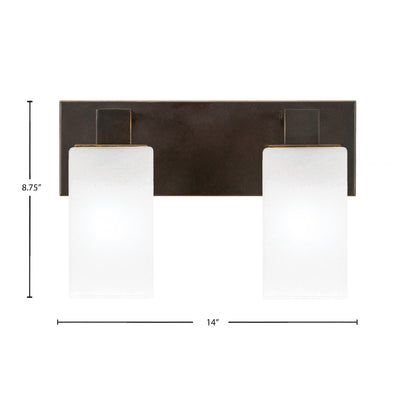 Toltec Apollo 2-Light Bath Bar | Dark Granite Steel and White Marble Glass | Bathroom Vanity & Powder Room | 8.75 in H | Model 582-DG-541