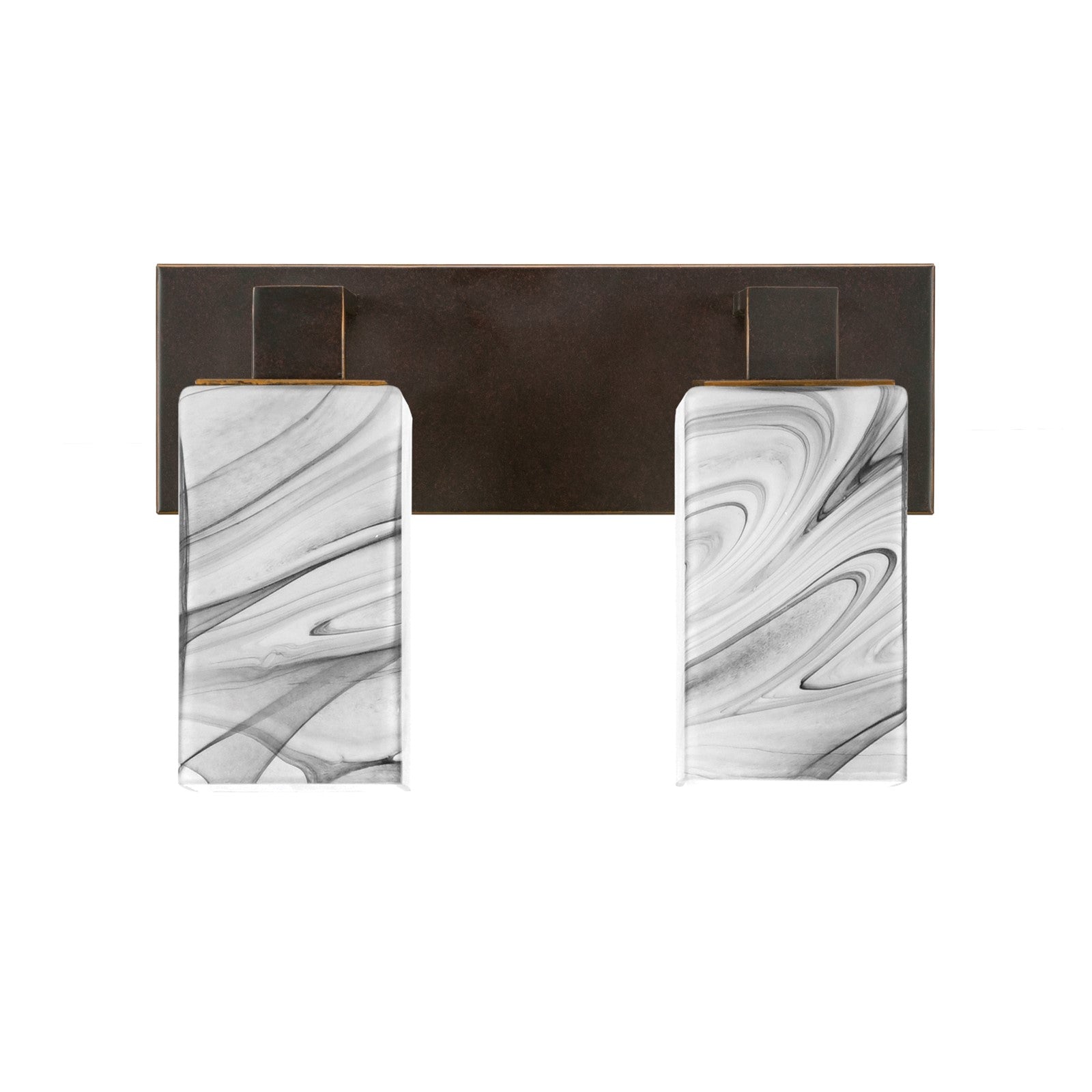 Toltec Apollo 2-Light Bath Bar | Dark Granite Steel and Onyx Swirl Glass | Bathroom Vanity & Powder Room | 8.75 in H | Model 582-DG-549