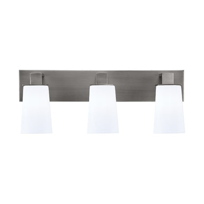Toltec Apollo 3-Light Bath Bar | Modern Graphite Steel and White Opal Glass | Bathroom Vanity Light | 8.75in H, 23.5in W | Model 583-GP-261
