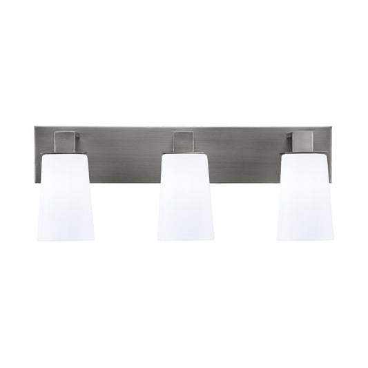Toltec Apollo 3-Light Bath Bar | Modern Graphite Steel and White Opal Glass | Bathroom Vanity Light | 8.75in H, 23.5in W | Model 583-GP-261