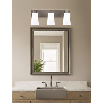 Toltec Apollo 3-Light Bath Bar | Modern Graphite Steel and White Opal Glass | Bathroom Vanity Light | 8.75in H, 23.5in W | Model 583-GP-261