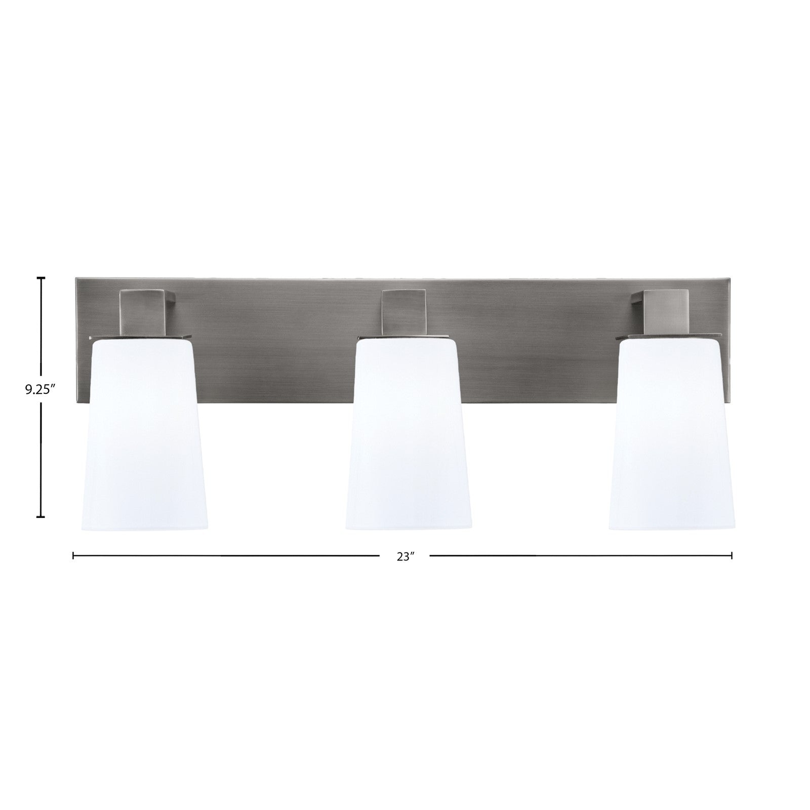 Toltec Apollo 3-Light Bath Bar | Modern Graphite Steel and White Opal Glass | Bathroom Vanity Light | 8.75in H, 23.5in W | Model 583-GP-261