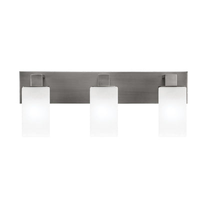 Toltec Apollo 3-Light Bath Bar | Modern Graphite Steel and White Marble Glass | Bathroom Vanity Light | 8.75in H, 23.5in W | Model 583-GP-541