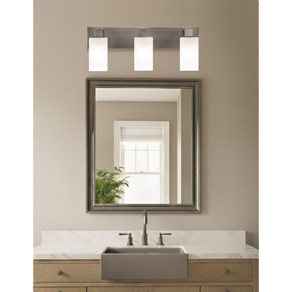 Toltec Apollo 3-Light Bath Bar | Modern Graphite Steel and White Marble Glass | Bathroom Vanity Light | 8.75in H, 23.5in W | Model 583-GP-541