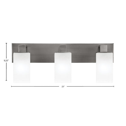 Toltec Apollo 3-Light Bath Bar | Modern Graphite Steel and White Marble Glass | Bathroom Vanity Light | 8.75in H, 23.5in W | Model 583-GP-541