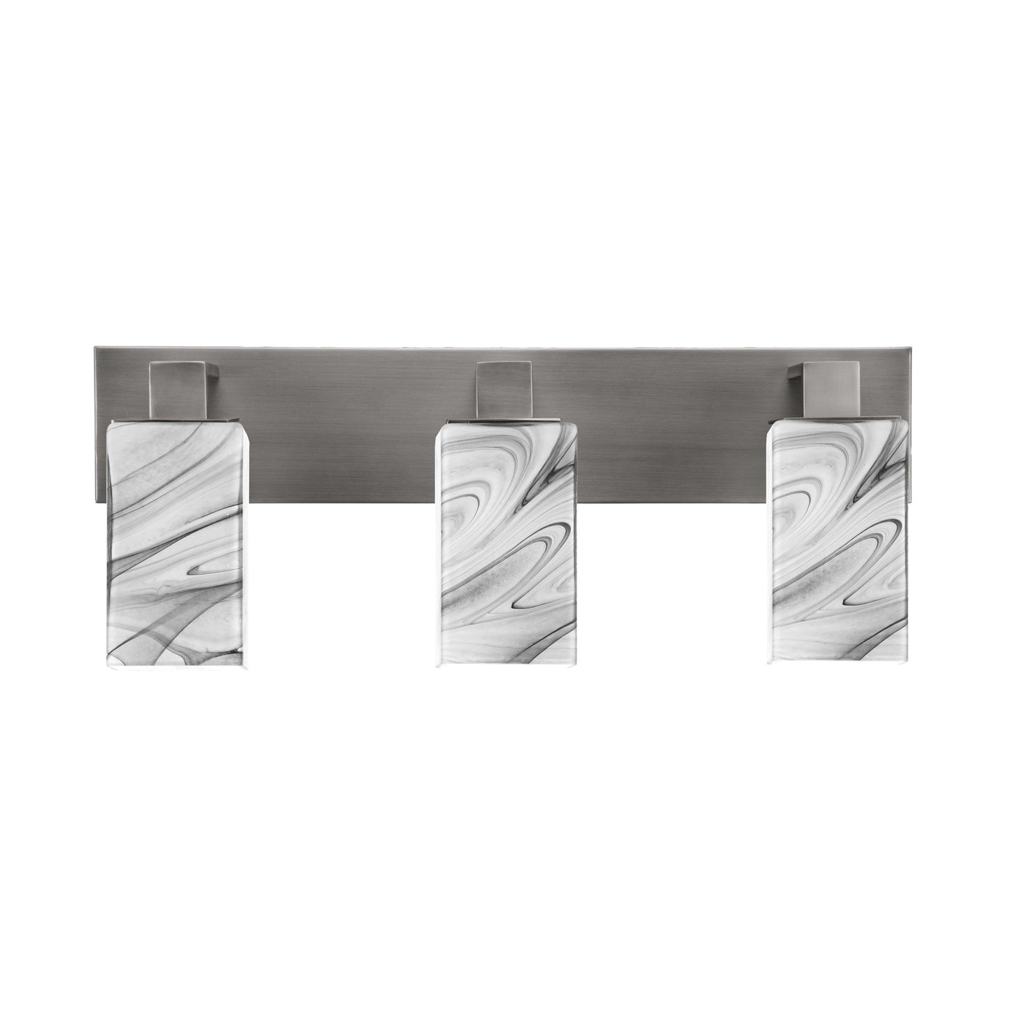 Toltec Apollo 3-Light Bath Bar | Modern Graphite Steel and Onyx Swirl Glass | Bathroom Vanity Light | 8.75in H, 23.5in W | Model 583-GP-549