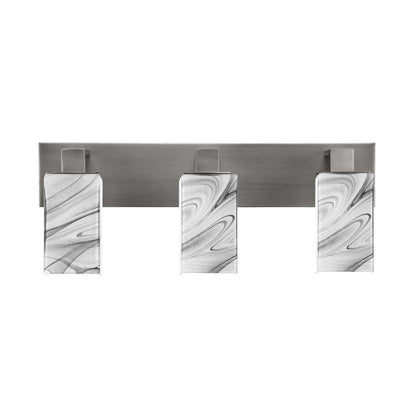 Toltec Apollo 3-Light Bath Bar | Modern Graphite Steel and Onyx Swirl Glass | Bathroom Vanity Light | 8.75in H, 23.5in W | Model 583-GP-549