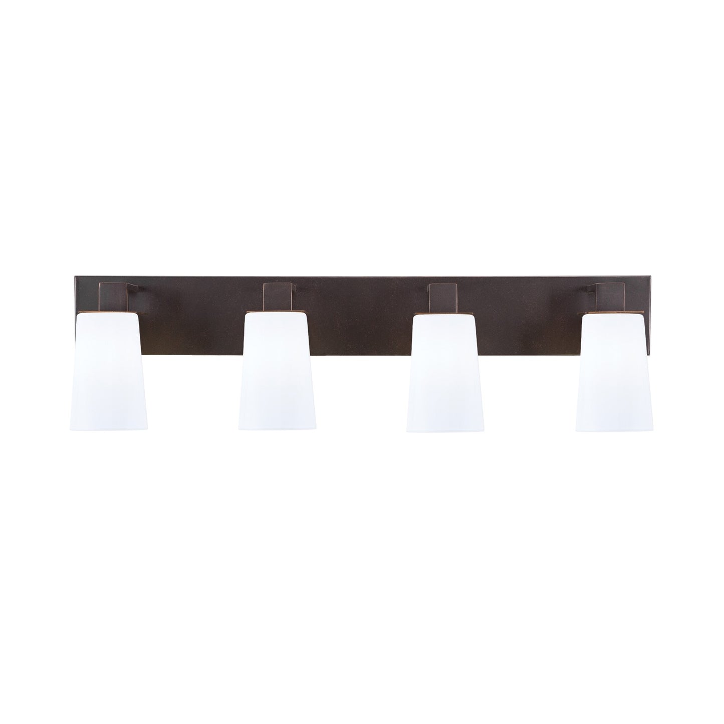 Toltec Apollo 4-Light Bath Bar | Modern Dark Granite Steel and White Opal Glass | Bathroom Vanity Light | 8.75in H, 32.75in W | Model 584-DG-261