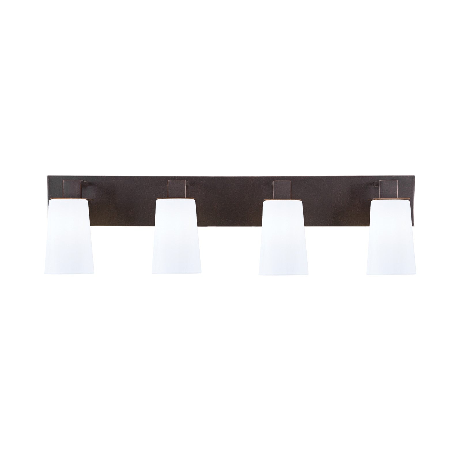 Toltec Apollo 4-Light Bath Bar | Modern Dark Granite Steel and White Opal Glass | Bathroom Vanity Light | 8.75in H, 32.75in W | Model 584-DG-261