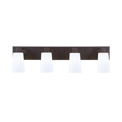 Toltec Apollo 4-Light Bath Bar | Modern Dark Granite Steel and White Opal Glass | Bathroom Vanity Light | 8.75in H, 32.75in W | Model 584-DG-261